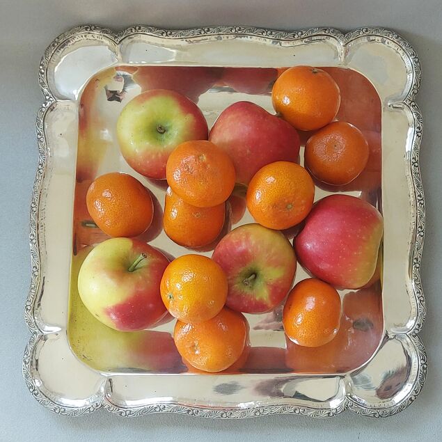 Grote zilveren fruitschaal