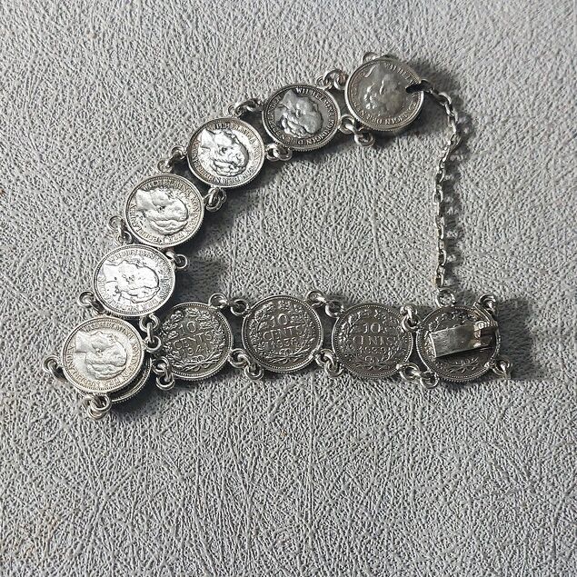 Zilveren dubbeltjes armband