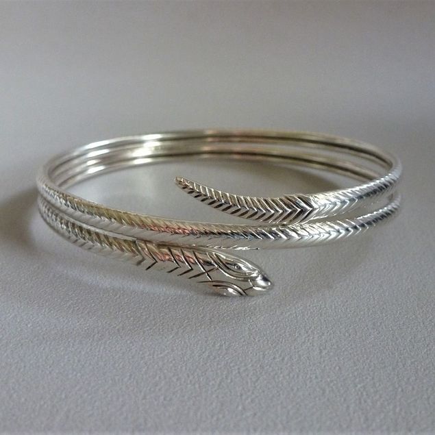 Zilveren slangen -klemarmband