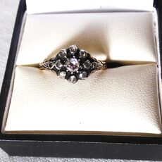 14 kr gouden entourage ring met diamant