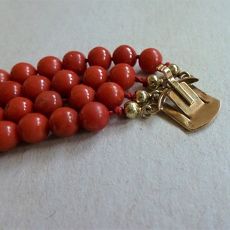 Bloedkoraal armband met gouden entourageslot