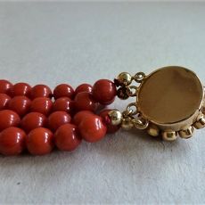 Bloedkoraal armband met gouden entourageslot