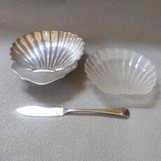 Engels zilveren boterschelp in origineel etui