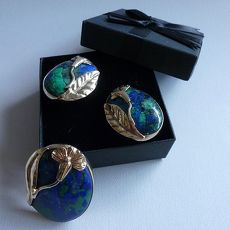 Kleurrijk zilveren Chrysocolla sieraden set